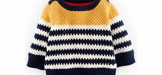 Mini Boden Nautical Jumper, Ecru/Navy/Ochre Stripe,Grey