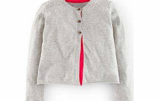 Mini Boden Pretty Cardigan, Light Grey Marl,Pink