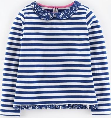 Mini Boden, 1669[^]34971325 Pretty Collar Top Soft Navy Stripe Mini Boden,