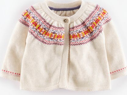 Mini Boden Pretty Fair Isle Cardigan Cream Mini Boden,