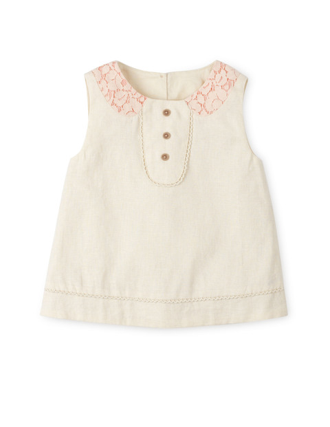 Mini Boden Pretty Lace Collar Top Cream Mini Boden, Cream