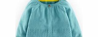 Mini Boden Pretty Pointelle Cardigan, Vintage Blue,Ecru