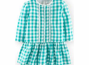 Mini Boden Pretty Tunic, Tropical Green Gingham,Light Grey