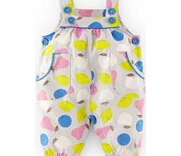 Mini Boden Printed Jersey Dungarees, Light Grey Fruit