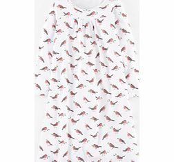 Mini Boden Printed Nightie, White Robins,Peony