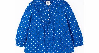 Mini Boden Printed Pintuck Top, Fountain Blue Spot 34208462