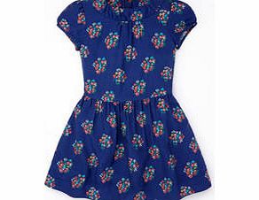 Mini Boden Printed Tea Dress, Soft Navy Posy,Bright Coral