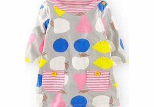 Mini Boden Printed Tunic, Light Grey Fruit Bowl,Pink