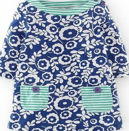 Mini Boden Printed Tunic, Soft Navy Daisy Vine 34517045