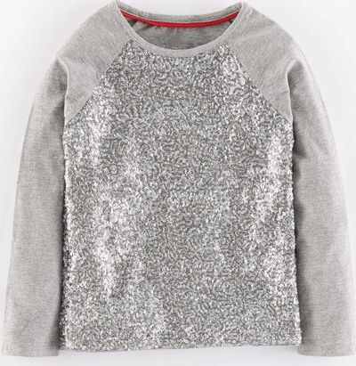 Mini Boden, 1669[^]35134097 Sequin Jersey Top Grey Mini Boden, Grey 35134097
