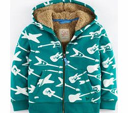 Mini Boden Shaggy Lined Hoody, Jade Green