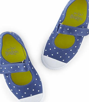 Mini Boden Spotty Canvas Pumps Soft Navy/ Snowdrop Mini