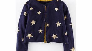 Mini Boden Star Print Cardigan, Navy/Gold 34387340