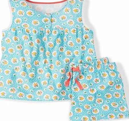 Mini Boden Summer Pyjama Set Vintage Blue Flower Fizz Mini