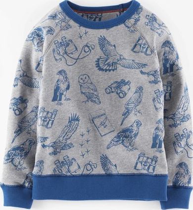 Mini Boden Sweatshirt Grey Marl Bird Watching Print Mini