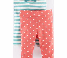 Mini Boden Twin Pack Leggings, Rose Spot/Duck Egg