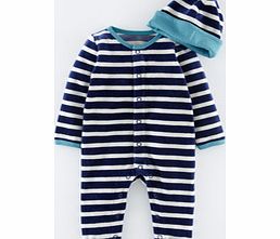 Mini Boden Velour Romper Set, Navy Stripe 34367490