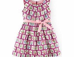 Mini Boden Vintage Dress, Pale Blue English Bloom,Deep Pink