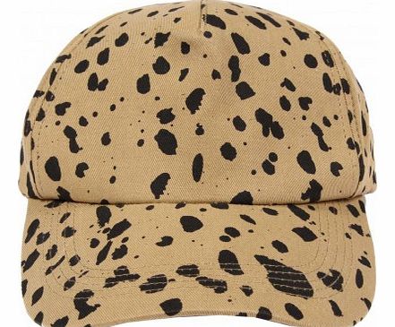 Leopard Print Baseball Cap Beige `44 cm