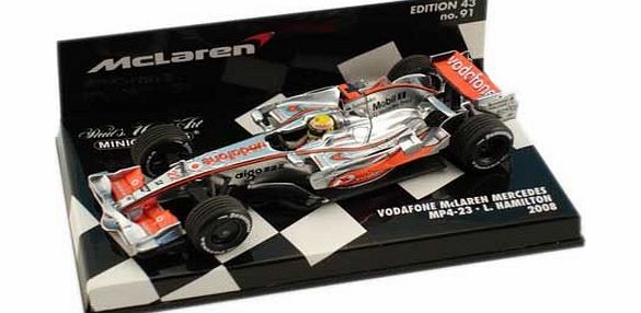 Minichamps McLaren Mercedes MP4-23 (Lewis Hamilton 2008) in Silver (1:43 scale) Diecast Model Car