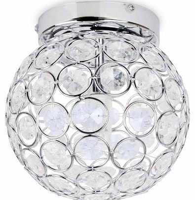 MiniSun Modern Round Chrome & Clear Acrylic IP44 Rated Bathroom Ceiling Light