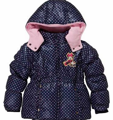 Disney Minnie Mouse Girls Blue Puffa Coat - 2-3