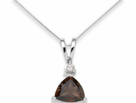 Miore Smoky Quartz Necklace, 9ct White Gold, Diamond and Smoky Quartz Pendant, 45cm Chain, USP002P6W