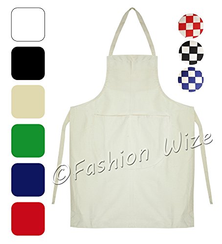 Girls Boys Kids School Cotton Woodwork Craft Cookery Painting Art Plain Apron Bib (White, Yellow, Cream, Red, Royal Blue, Green, Chequered) (Green)