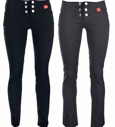 Miss Chief Reverse New Girls Black Grey School Trousers Sizes 4-16 Sexy Miss Chief Super Skinny (6, 29`` Inside Leg Black)