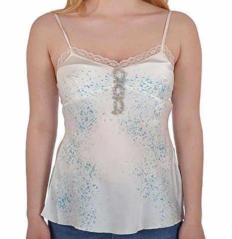 Miss Posh Womens Sleeveless Silk Paint Splash Effect Camisole Vest Top - White - L