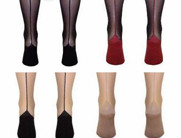 Missi 15 Denier Seamed Stiletto Heel Tights - Blk/Blk Blk/Red Nat/Nat Nat/Blk (Black/Black Seam)