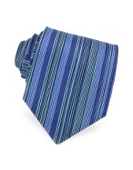 Missoni Blue Vertical Lines Woven Silk Tie
