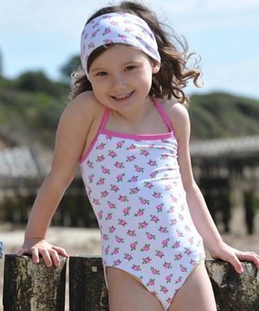 Pink Rose Spaghetti Strap Swimsuit