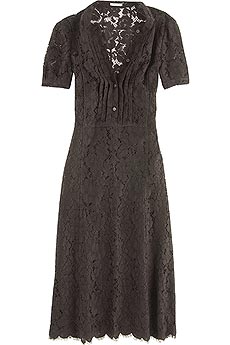 Floral lace pleat front dress