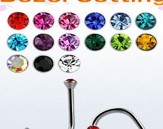 MizEllie AB Crystal Silver Nose Screw Stud Pin Ring 18g 1mm Body Jewellery Piercing Jewelry Rhinestone Gem Jewel