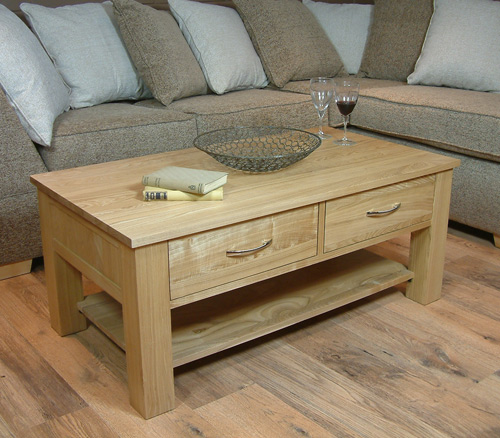 mobel Oak Four Drawer Coffee Table