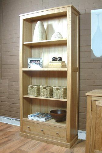 Oak Large 3 Drawer Bookcase