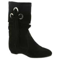 Female Bacho Black Suede Casual in Black