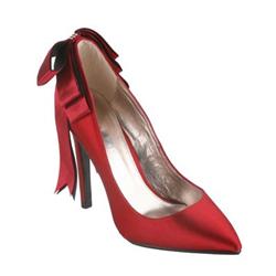 Moda In Pelle Female Dazys Red Satin Fabric Upper Leather Lining Leather Lining Evening in Red