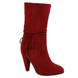 Moda In Pelle Female Kiwi Red Alcantara Fabric Upper Fabric Lining Fabric Lining Ankle in Red