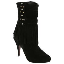 Moda In Pelle Female Kyra Black Suede Leather Suede Upper Fabric Lining Fabric Lining in Black