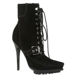 Moda In Pelle Female Loz Black Suede in Black