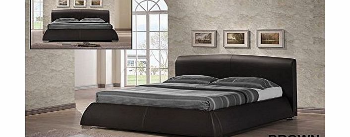 MODERN FURNITURE DIRECT MODENA DOUBLE OR KINGSIZE LEATHER DESIGNER BED FRAME BEDROOM FURNITURE (Kingsize, Brown)