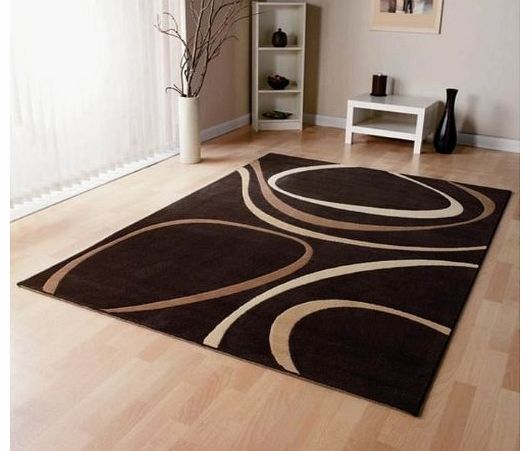 Modern Style Rugs Patina Brown Cream Designer Large Modern Rug 120cmx170cm