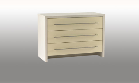 modular Bedroom Cream Gloss 3 Drawer Wide Chest