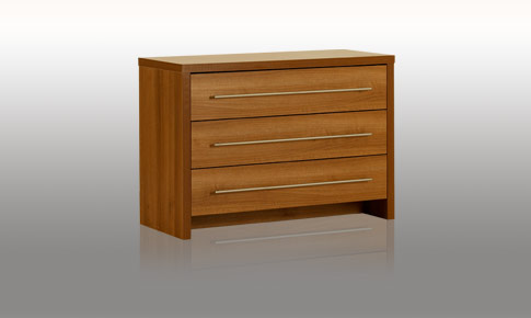 modular Bedroom Walnut 3 Drawer Wide Chest