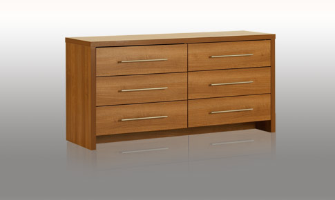 Bedroom Walnut 6 Drawer Wide Chest