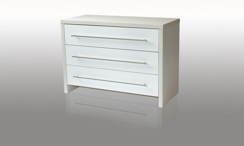 modular Bedroom White Gloss 3 Drawer Wide Chest