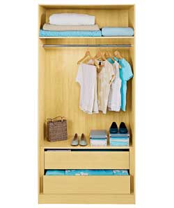 modular Double Wardrobe with Interior Chest - Oak