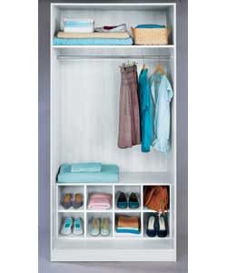 Modular Double Wardrobe with Interior Cube - White